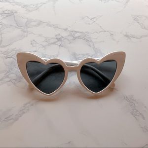 White Heart-Shaped Sunglasses